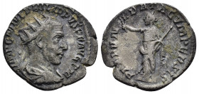 PHILIP I THE ARAB.(244–249).Antioch.Antoninianus. 

Obv : IMP C M IVL PHILIPPVS AVG PM.
Radiate, draped and cuirassed bust right.

Rev : PAX FVNDATA C...