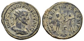 PROBUS.(276-282).Antioch.Antoninianus.

Obv : IMP C M AVR PROBVS P F AVG.
Radiate, draped and cuirassed bust right.

Rev : CLEMENTIA TEMP Γ• XXI....