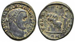 MAXIMINUS II.(310-313).Antioch.Follis. 

Obv : IMP C GAL VAL MAXIMINVS P F AVG.
Laureate head right.

Rev : SOLE INVICTO B ANT.
Sol, raising hand and ...