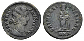 FAUSTA.(Augusta, 324-326).Nicomedia.Follis. 

Obv : FLAV MAX FAVSTA AVG.
Draped bust right.

Rev : SPES REIPVBLICAE MNA.
Fausta standing facing, head ...