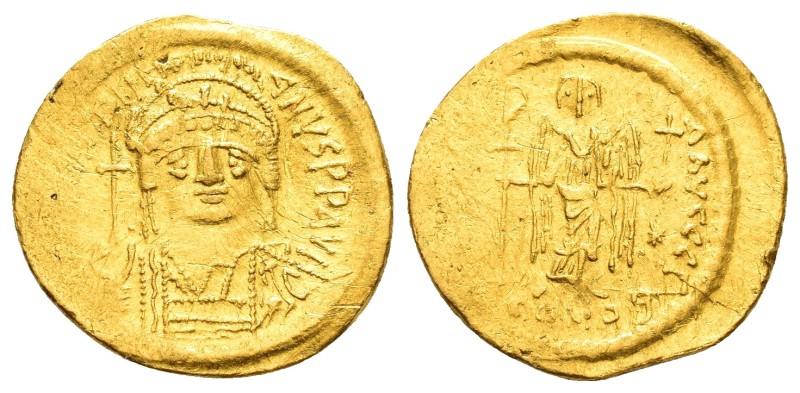 JUSTINIAN I.(527-565).Constantinople.Solidus.

Obv : D N IVSTINIANVS P P AVG....