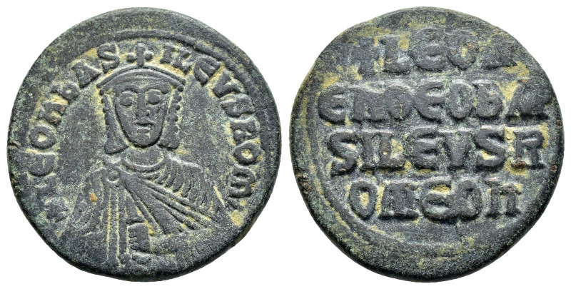 LEO VI.(886-912).Constantinople.Follis.

Obv : + LEOn bAS-ILEVS ROM.
Crowned bus...