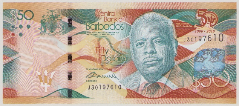 Barbados, 50 Dollars, 30.11.2016, J30 197610, P79, BNB B238a, UNC, Commemorative...