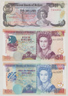 Belize, 10 Dollars, 1.1.1987, P/5 403923, P48a, BNB B306a, VF, 50 Dollars, 1.8.2010, DG 713343, P70d, BNB B328d, AU 100 Dollars, 1.5.2016, DB 832267, ...