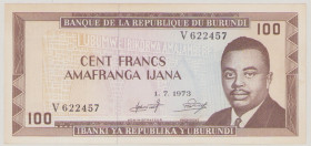 Burundi, 100 Francs, 1.7.1973, V 622457, P23b, BNB B210e, VF

Estimate: 70-100