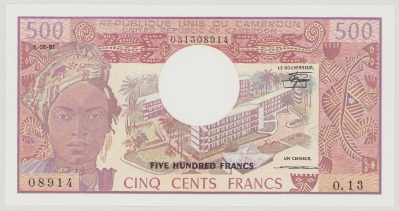 Cameroun, 500 Francs, 1.6.1981, O.13 08914, P15d, BNB B401d, UNC

Estimate: 40-5...