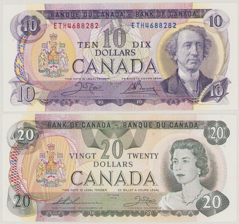 Canada, 10 $, 1971, sign.Crow-Bouey, ETH 4688282, P88d, BNB B351e, UNC, 20 $, 19...