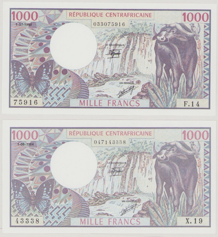Central African Republic, 1000 Francs, 1.7.1980, 1.6.1984, F.14 75916, X.19 4333...