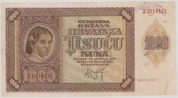 Croatia, 1000 Kuna, 26.5.1941, X0614131, P4a, BNB B104a, AU

Estimate: 30-50