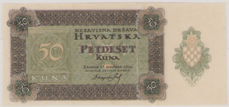 Croatia, 50 Kuna, 15.1.1944, no number, P10a, BNB B110ar, EF, Unissued 

Estimat...