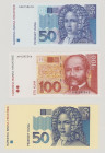 Croatia, 50 & 100 Kuna, 31.10.1993, 50 Kuna, progressive proof on yellow paper, A2815061B, A9129534D, P31a, 32a, NL, BNB B404a, B405a, NL, all AU (3 p...