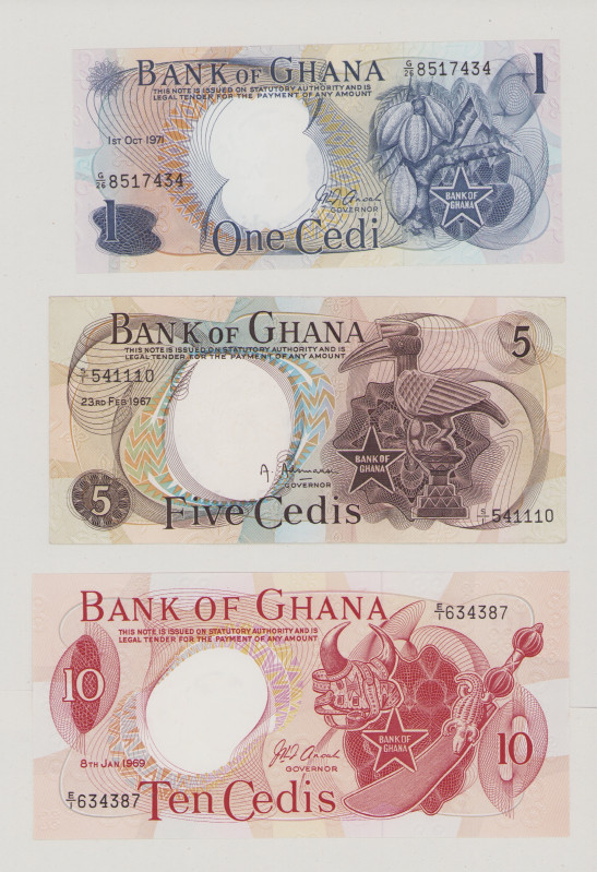 Ghana, 1 Cedi, 1.10.1971, G/26 8517434, P10d, BNB B111d, UNC, 5 Cedis, 23.2.1967...
