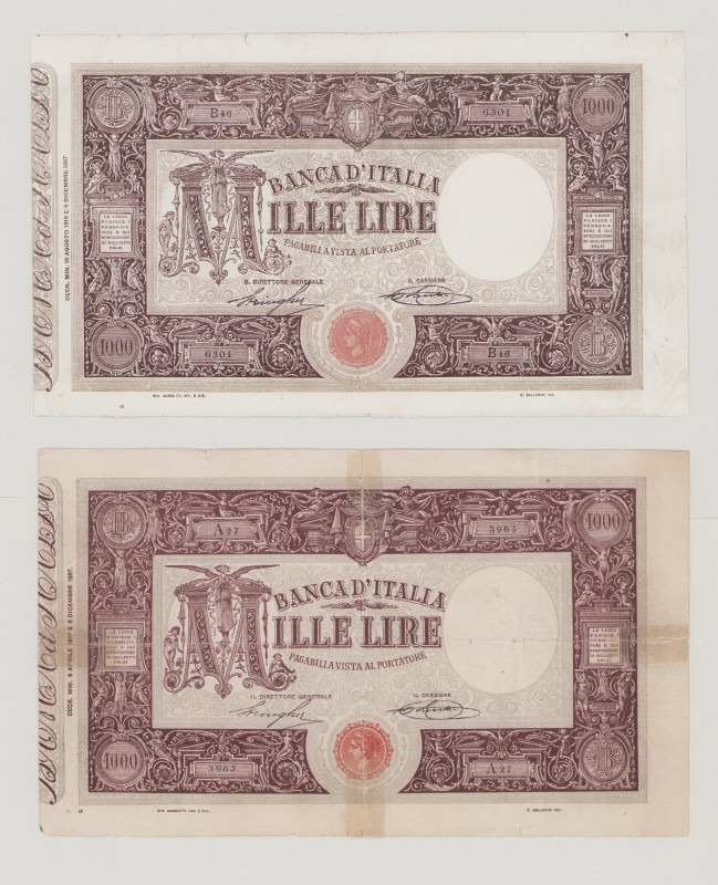 Italy, 1000 Lire, 15.8.1919, B46 6301, sign.Stringher-Sacchi, P41f, BNB B405f, V...