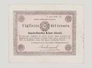 Italy, Lombardo-Veneto, Viglietto del tesoro, 10 Lire Austriache, 1.4.1849, 2 embossed seals, Ser.A., PS198, Alfa RLVE.227, VF+

Estimate: 2500-3500