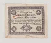 Italy, Lombardo-Veneto, Viglietto del tesoro, 15 Lire Austriache, 1.4.1849, 2 embossed seals, stamp MANTOVA, Ser.B.No.173295, PS199, Alfa RLVE.228, F/...