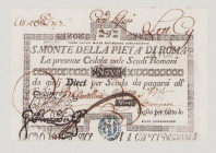 Italy, Stato Pontificio, S.Monte Della Pietá di Roma, 9 Scudi, 1.5.1797, PS307, Alfa SMP-C.80, Tipo 3, AU, hole

Estimate: 150-250