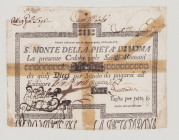 Italy, Stato Pontificio, S.Monte Della Pietá di Roma, 13 Scudi, 1.2.1792, PS311, Alfa SMP-C.136, Tipo 3, VG, large tear, tape residues on back

Estima...