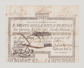 Italy, Stato Pontificio, S.Monte Della Pietá di Roma, 15 Scudi, 1.2.1792, PS313, Alfa SMP-C.166, Tipo 3, VF, holes

Estimate: 80-120