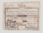 Italy, Stato Pontificio, S.Monte Della Pietá di Roma, 17 Scudi, 1.2.1792, stamp CAGLI, PS315, Alfa SMP-C.196, Tipo 3, VG, paper tape on back 

Estimat...