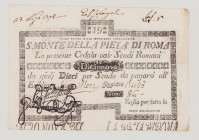 Italy, Stato Pontificio, S.Monte Della Pietá di Roma, 19 Scudi, 1.5.1797, PS317, Alfa SMP-C.230, Tipo 3, AU

Estimate: 200-300