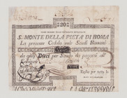Italy, Stato Pontificio, S.Monte Della Pietá di Roma, 20 Scudi, 1.2.1792, PS318, Alfa SMP-C.241, Tipo 3, F/VF, repaired, graffiti on back

Estimate: 8...