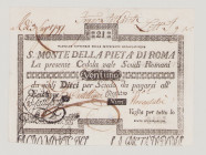 Italy, Stato Pontificio, S.Monte Della Pietá di Roma, 21 Scudi, 22.9.1795, PS319, Alfa SMP-C.258, Tipo 3, EF, small repair

Estimate: 180-260