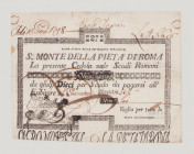 Italy, Stato Pontificio, S.Monte Della Pietá di Roma, 27 Scudi, 1.8.1796, PS325, Alfa SMP-C.349, Tipo 3, VF, small repair

Estimate: 150-250