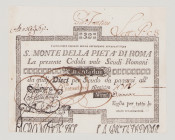 Italy, Stato Pontificio, S.Monte Della Pietá di Roma, 32 Scudi, 25.2.1795, PS330, Alfa SMP-C.422, Tipo 3, AU, stains

Estimate: 200-300