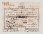 Italy, Stato Pontificio, S.Monte Della Pietá di Roma, 38 Scudi, 1.2.1792, PS336, Alfa SMP-C.511, Tipo 3, VF, small repairs

Estimate: 160-250