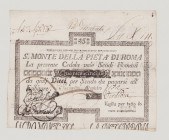 Italy, Stato Pontificio, S.Monte Della Pietá di Roma, 45 Scudi, 25.2.1795, PS343, Alfa SMP-C.617, Tipo 3, VF, small tears

Estimate: 160-250