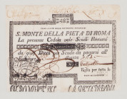 Italy, Stato Pontificio, S.Monte Della Pietá di Roma, 48 Scudi, 1.8.1796, PS346, Alfa SMP-C.664, Tipo 3, VF, small missing part, clip rust repair

Est...
