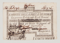 Italy, Stato Pontificio, S.Monte Della Pietá di Roma, 95 Scudi, 1.8.1797, PS357, Alfa SMP-C.846, Tipo 3, VF

Estimate: 240-320
