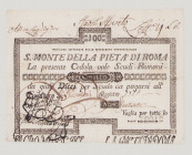 Italy, Stato Pontificio, S.Monte Della Pietá di Roma, 100 Scudi, 22.9.1795, PS358, Alfa SMP-C.858, Tipo 3, VF

Estimate: 260-350