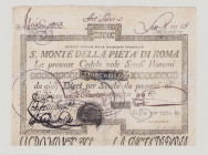 Italy, Stato Pontificio, S.Monte Della Pietá di Roma, 200 Scudi, 15.1.1788, PS364, Alfa SMP-C.959, Tipo 2, VF, repairs

Estimate: 280-400