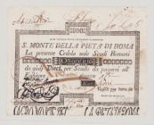 Italy, Stato Pontificio, S.Monte Della Pietá di Roma, 800 Scudi, 7.1.1788, PS373, Alfa SMP-C.1093, Tipo 2, VF, graffiti on back

Estimate: 750-100