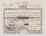 Italy, Stato Pontificio, S.Monte Della Pietá di Roma, 900 Scudi, 7.1.1788, PS374, Alfa SMP-C.1108, Tipo 2, VF, graffiti on back

Estimate: 750-1000