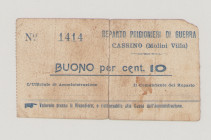 Italy, POW, WWI., Cassino (Molini Villa), 10 Centesimi, No.1414, two signatures in front (slightly faded away), Campbell 5614, VG/F, split and rejoine...