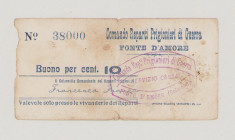 Italy, POW, WWI., Fonte d'Amore, 10 Centesimi, No.38000, stamp in front, facs. siganture in back, Campbell not listed, VF

Estimate: 250-400