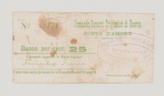 Italy, POW, WWI., Fonte d'Amore, 25 Centesimi, No.12471, stamp in front, facs. siganture in back, Campbell not listed, F/VF, stains

Estimate: 350-500