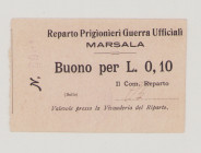 Italy, POW, WWI., Marsala, 10 Centesimi, No.6901, stamp in front and back, hand signature in front, Campbell not listed, AU

Estimate: 450-600