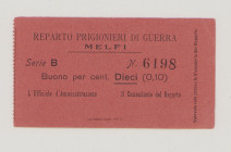 Italy, POW, WWI., Melfi, 10 Centesimi, No.6198, remainder, Campbell not listed, AU

Estimate: 300-450
