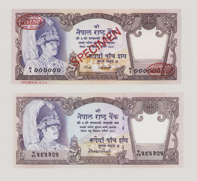 Nepal, 500 Rupees, ND, 000000, SPECIMEN o/p No.024, DLR oval o/p, P35as, BNB B23...
