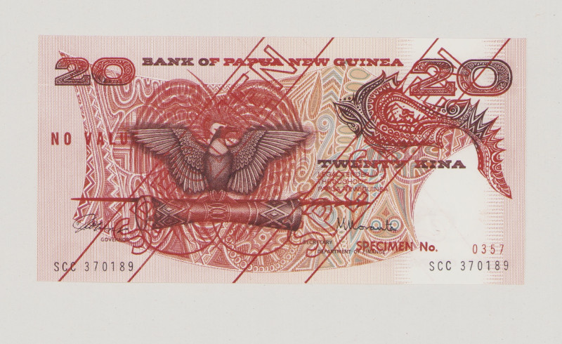 Papua New Guinea, 20 Kina, ND, SPECIMEN No.0357, SCC 370189, P4s1, BNB B107as1, ...