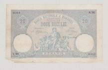 Romania, 20 Lei, 7.6.1907, R.785 0088, P16, BNB B206e1, F/VF, missing bottom left corner, slight damage in the bottom

Estimate: 750-1000