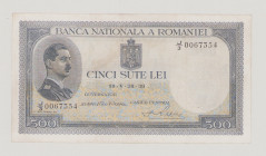 Romania 500 Lei, 26.5.1939, J/3 0067354, P43a, BNB B228c2, VF, with oveprint - two farmer's wifes on back

Estimate: 400-500