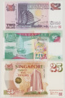 Singapore 25 Dollars, ND, 278717, P33, BNB BNP107b, UNC;
2 Dollars, ND, SF 155218, P34, BNB B129b, UNC;
5 Dollars, ND, B38 129679, P34, BNB B121b, UNC...