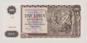 Slovakia, 1000 Korun, 25.11.1940, 4L3 282183, P13a, BNB B306a, AU

Estimate: 180-280