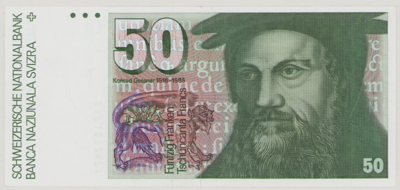 Switzerland 50 Francs, 1985, 85F 1052671, P56f, BNB B339f, XF

Estimate: 70-100