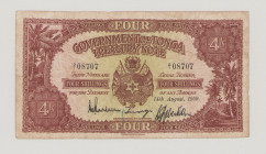 Tonga, 4 Shillings, 14.8.1959, D/1, 08707, P9c, BNB B109o1, Fine

Estimate: 100-150