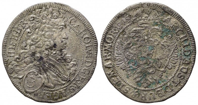 AUSTRIA. Charles VI (1711-1740). 3 Kreuzer 1715. Ag. BB+